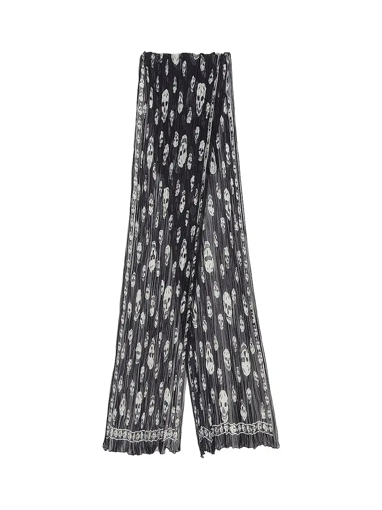 Alexander McQueen Women's Skull Pleated Silk Georgette Scarf