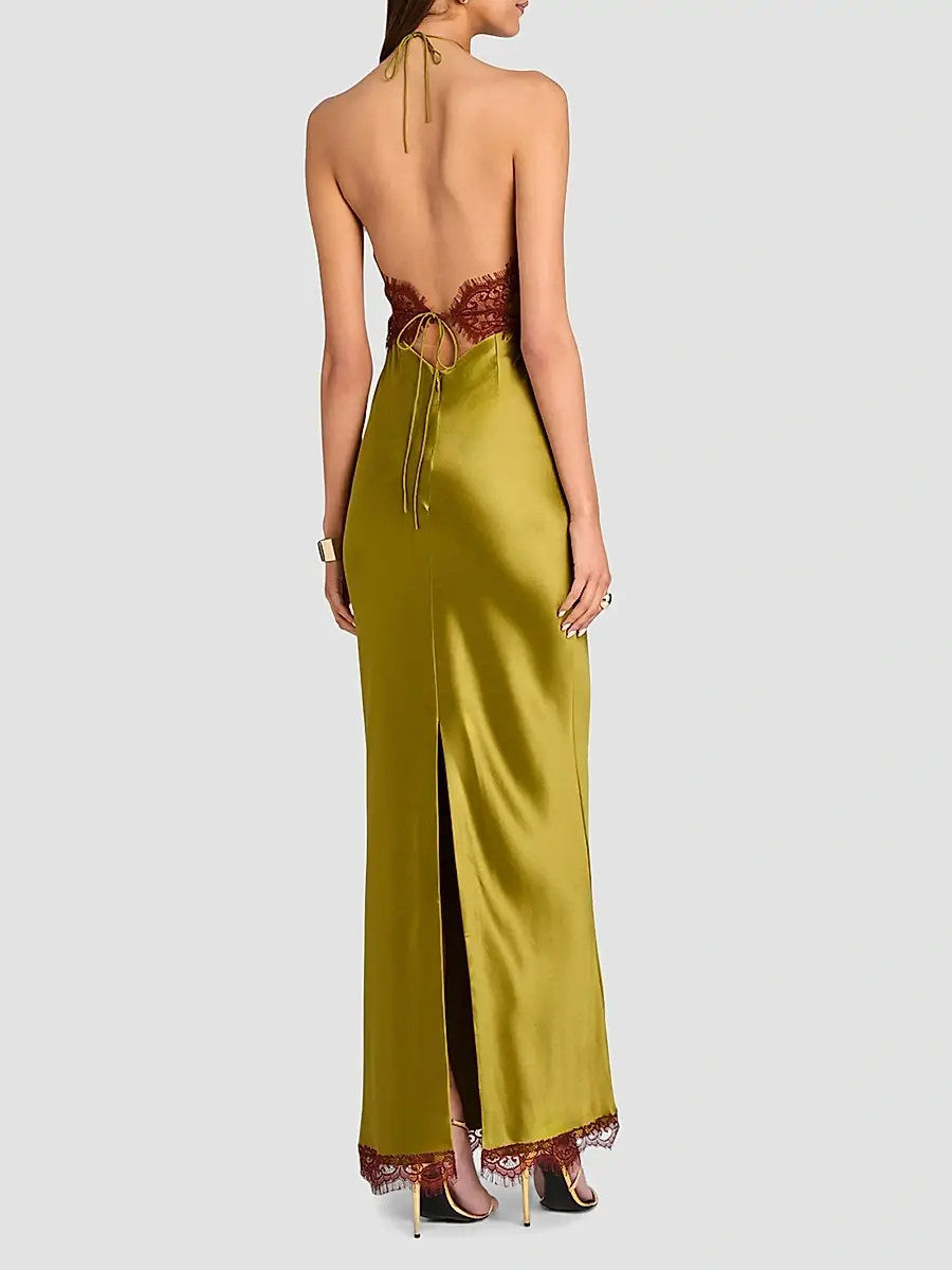 Retrofête Women's Everly Lace-Trim Satin Gown | Thumbnail 3 Retrofête Women's Everly Lace-Trim Satin Gown | Thumbnail 3