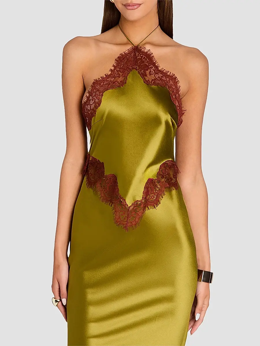 Retrofête Women's Everly Lace-Trim Satin Gown | Thumbnail 5 Retrofête Women's Everly Lace-Trim Satin Gown | Thumbnail 5