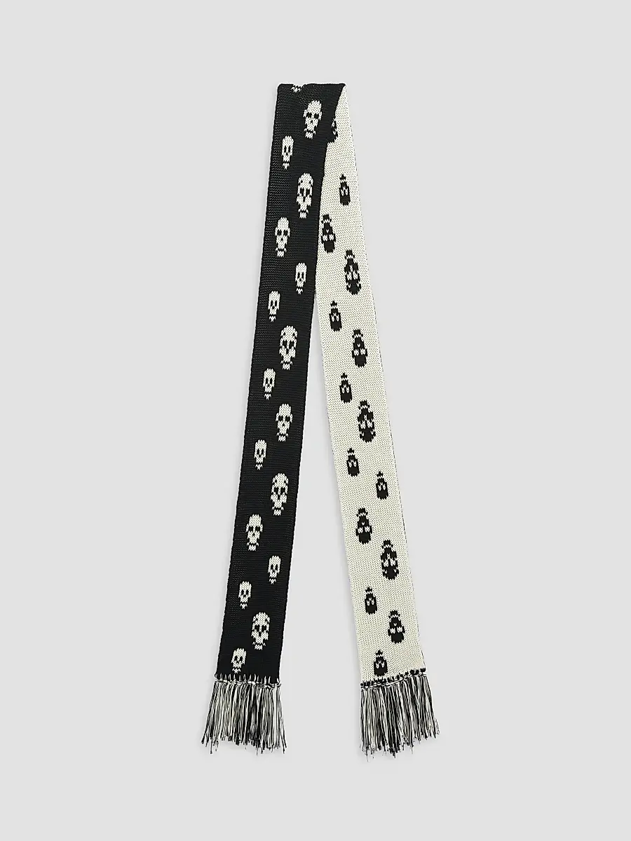 Alexander McQueen Women's Skull Knit Cotton Tricot Scarf | Thumbnail 2 Alexander McQueen Women's Skull Knit Cotton Tricot Scarf | Thumbnail 2