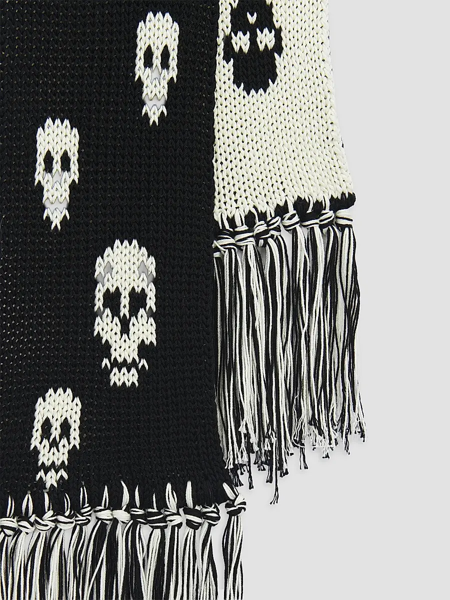 Alexander McQueen Women's Skull Knit Cotton Tricot Scarf | Thumbnail 3 Alexander McQueen Women's Skull Knit Cotton Tricot Scarf | Thumbnail 3
