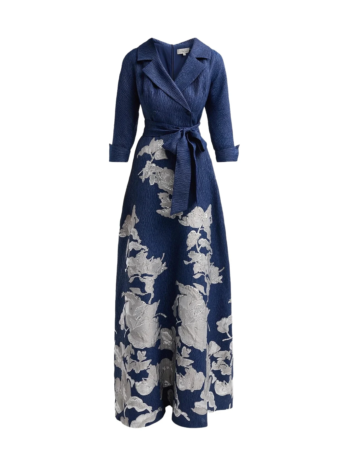 Women's Textured Metallic Floral Jacquard Gown