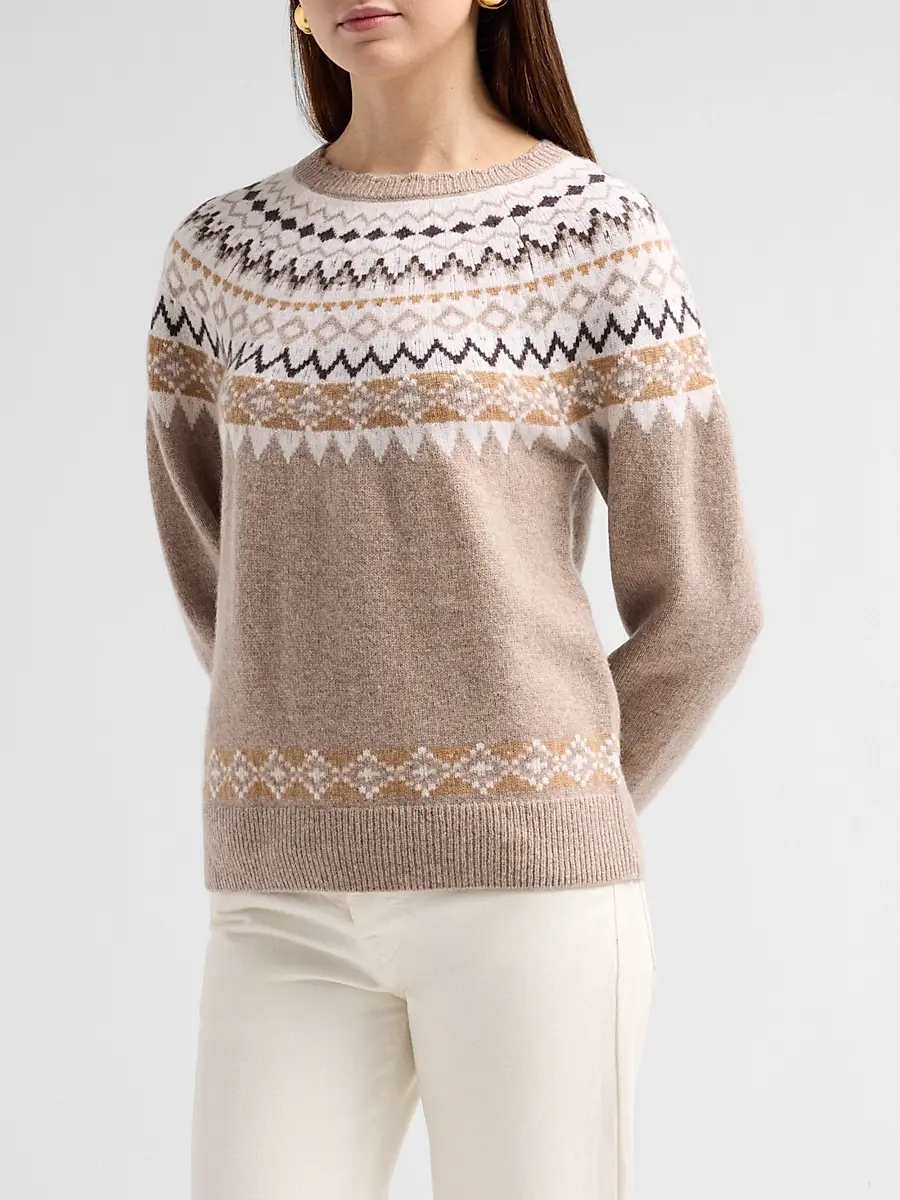 Saks Fifth Avenue Women's Fair-Isle-Inspired Cashmere Sweater | Thumbnail 4 Saks Fifth Avenue Women's Fair-Isle-Inspired Cashmere Sweater | Thumbnail 4