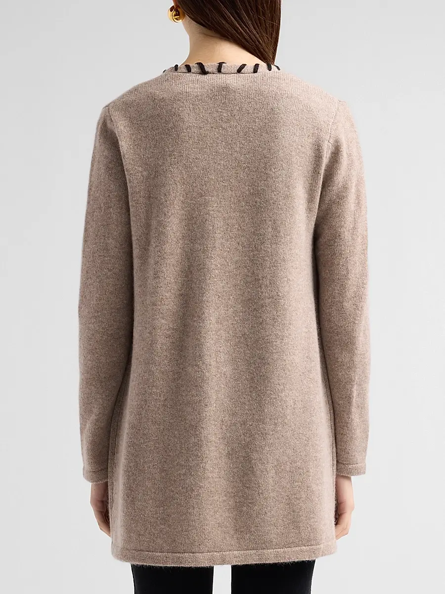 Saks Fifth Avenue Women's Whipstitch Cashmere Cardigan | Thumbnail 3 Saks Fifth Avenue Women's Whipstitch Cashmere Cardigan | Thumbnail 3