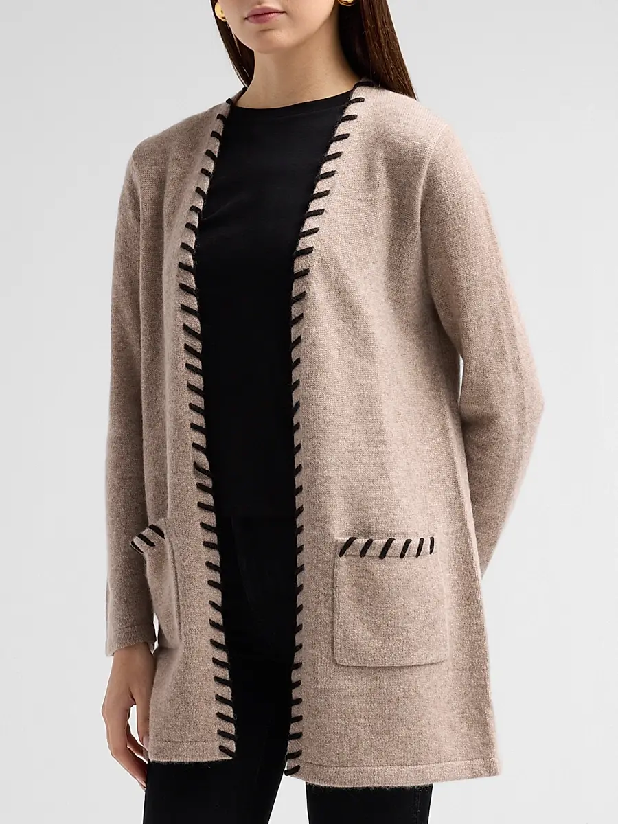 Saks Fifth Avenue Women's Whipstitch Cashmere Cardigan | Thumbnail 4 Saks Fifth Avenue Women's Whipstitch Cashmere Cardigan | Thumbnail 4
