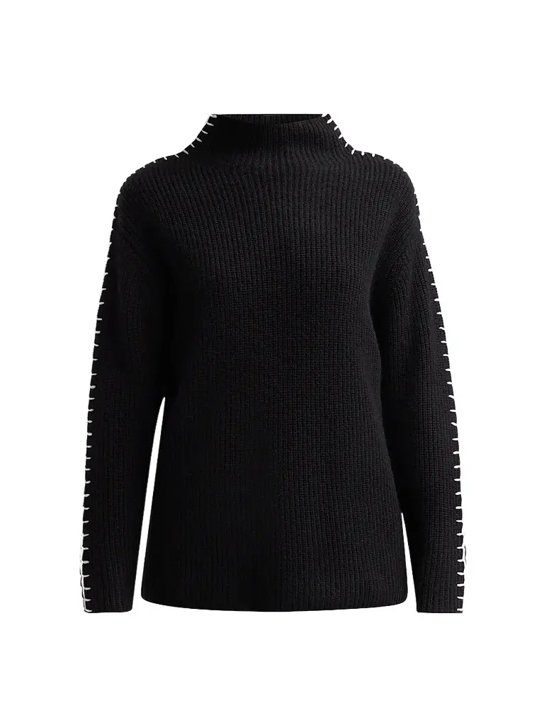 Women's Rib-Knit Cashmere Whipstitched Sweater
