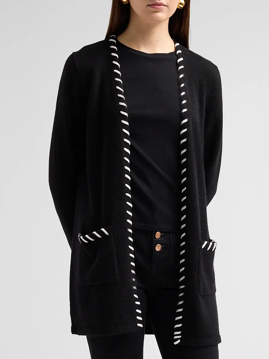 Saks Fifth Avenue Women's Whipstitch Cashmere Cardigan | Thumbnail 4 Saks Fifth Avenue Women's Whipstitch Cashmere Cardigan | Thumbnail 4