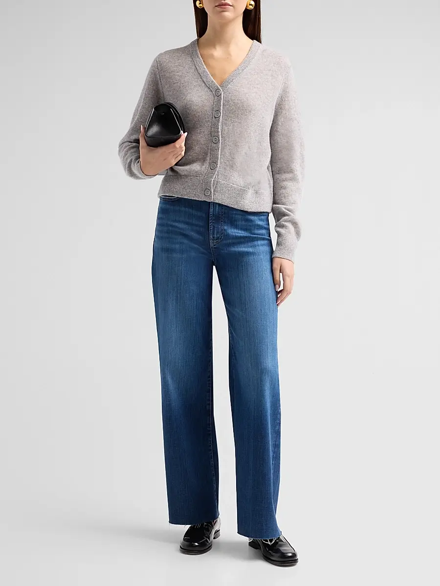 Saks Fifth Avenue Women's V-Neck Cashmere Crop Cardigan | Thumbnail 2 Saks Fifth Avenue Women's V-Neck Cashmere Crop Cardigan | Thumbnail 2