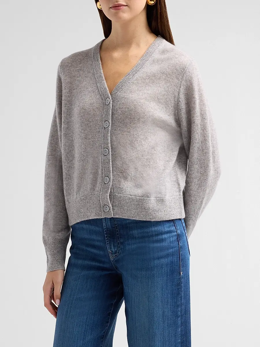 Saks Fifth Avenue Women's V-Neck Cashmere Crop Cardigan | Thumbnail 4 Saks Fifth Avenue Women's V-Neck Cashmere Crop Cardigan | Thumbnail 4