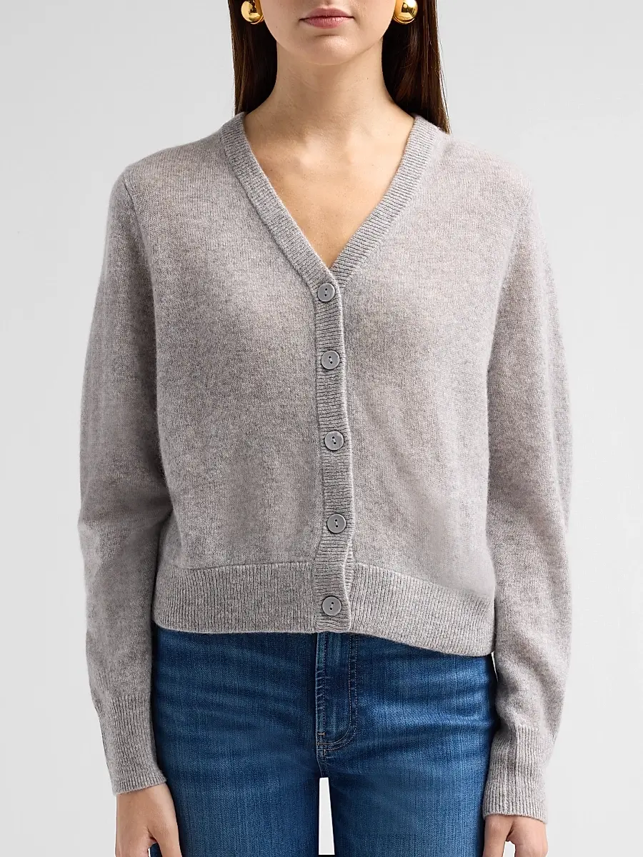 Saks Fifth Avenue Women's V-Neck Cashmere Crop Cardigan | Thumbnail 5 Saks Fifth Avenue Women's V-Neck Cashmere Crop Cardigan | Thumbnail 5