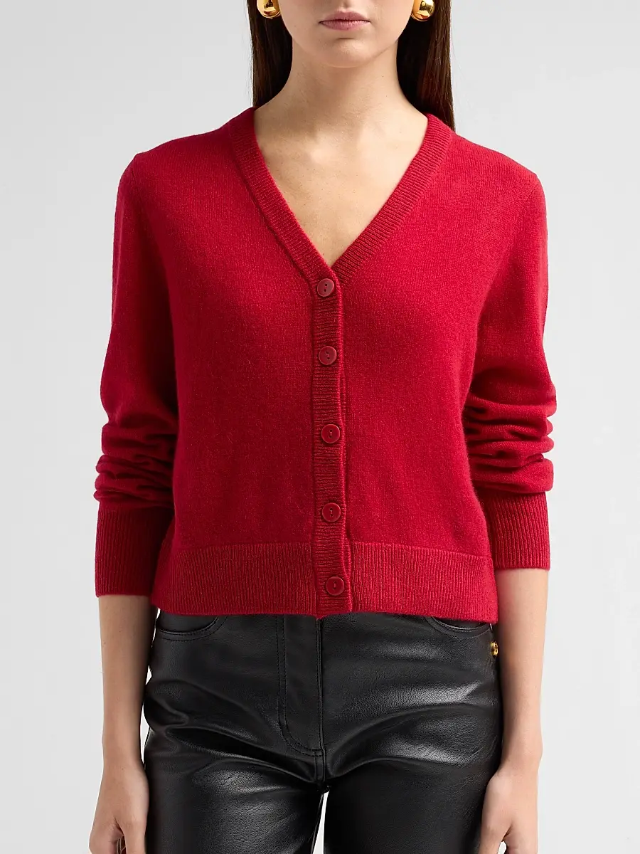 Saks Fifth Avenue Women's V-Neck Cashmere Crop Cardigan | Thumbnail 5 Saks Fifth Avenue Women's V-Neck Cashmere Crop Cardigan | Thumbnail 5
