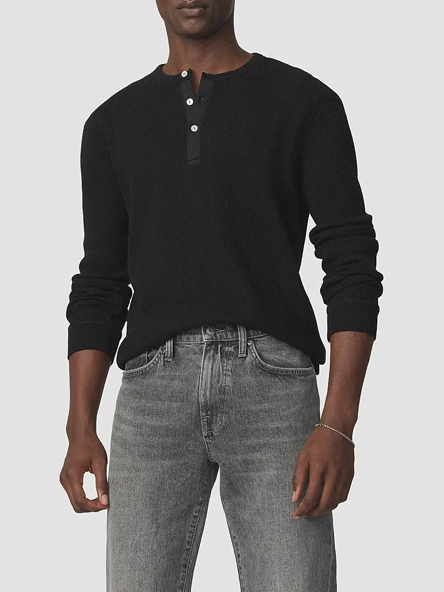 Joe's Jeans Men's Waffle-Knit Cotton Henley | Thumbnail 4