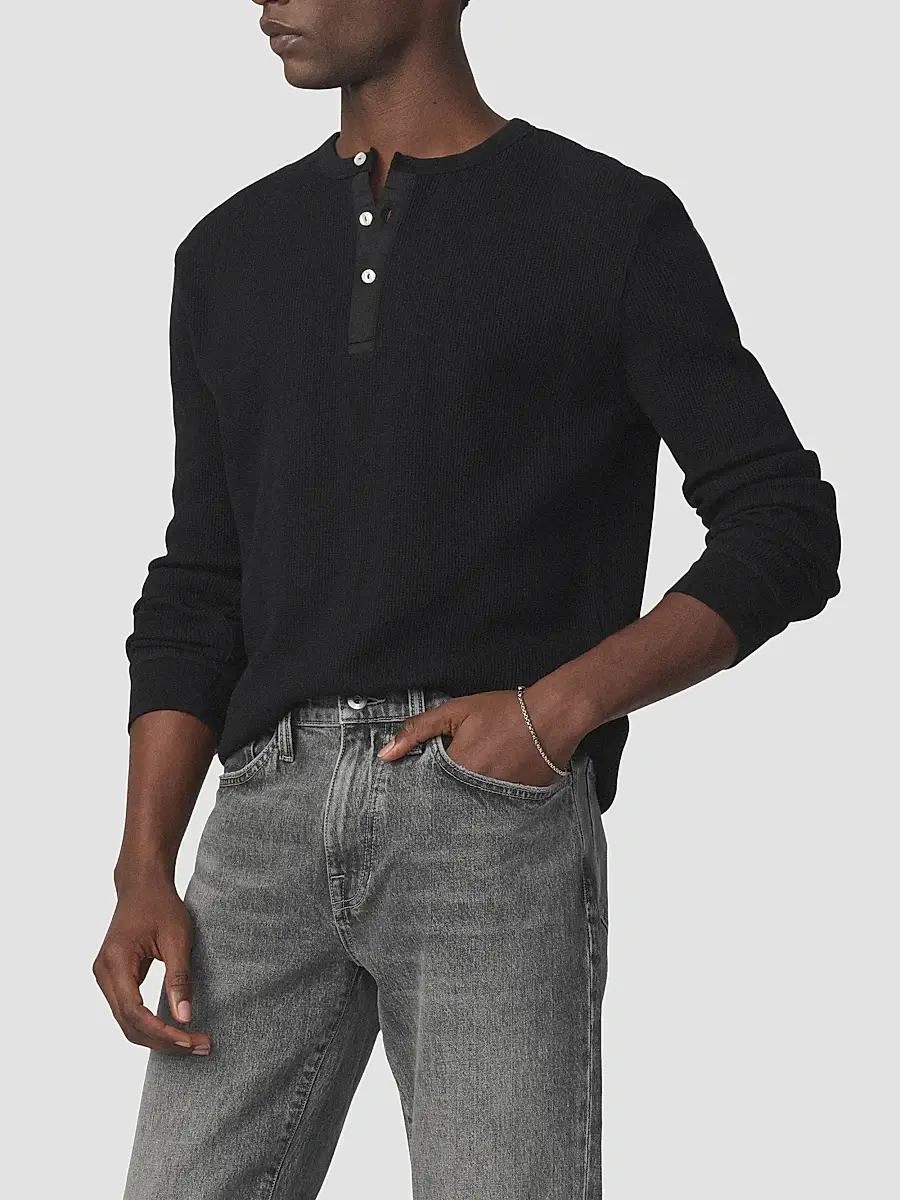 Joe's Jeans Men's Waffle-Knit Cotton Henley | Thumbnail 5