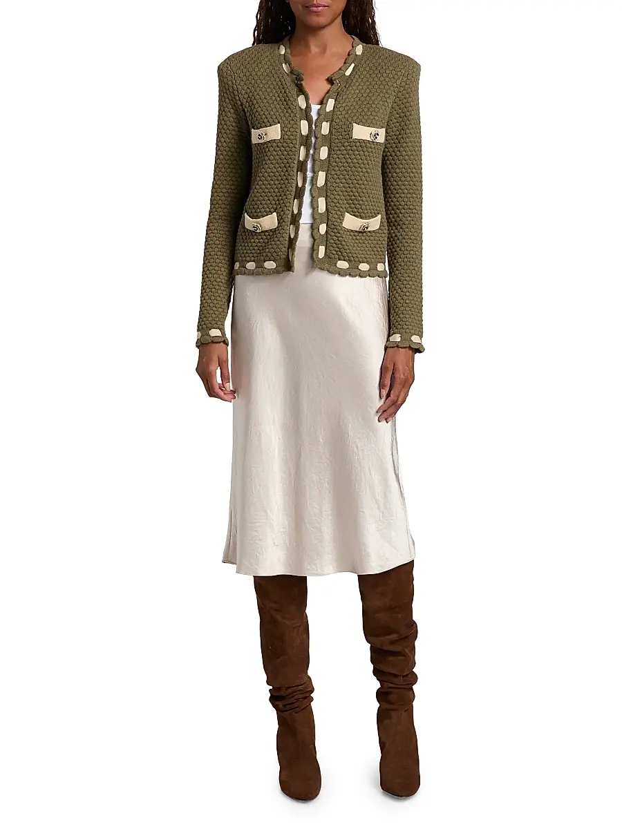 L'Agence Women's Astor Cotton-Blend Crewneck Cardigan | Thumbnail 2