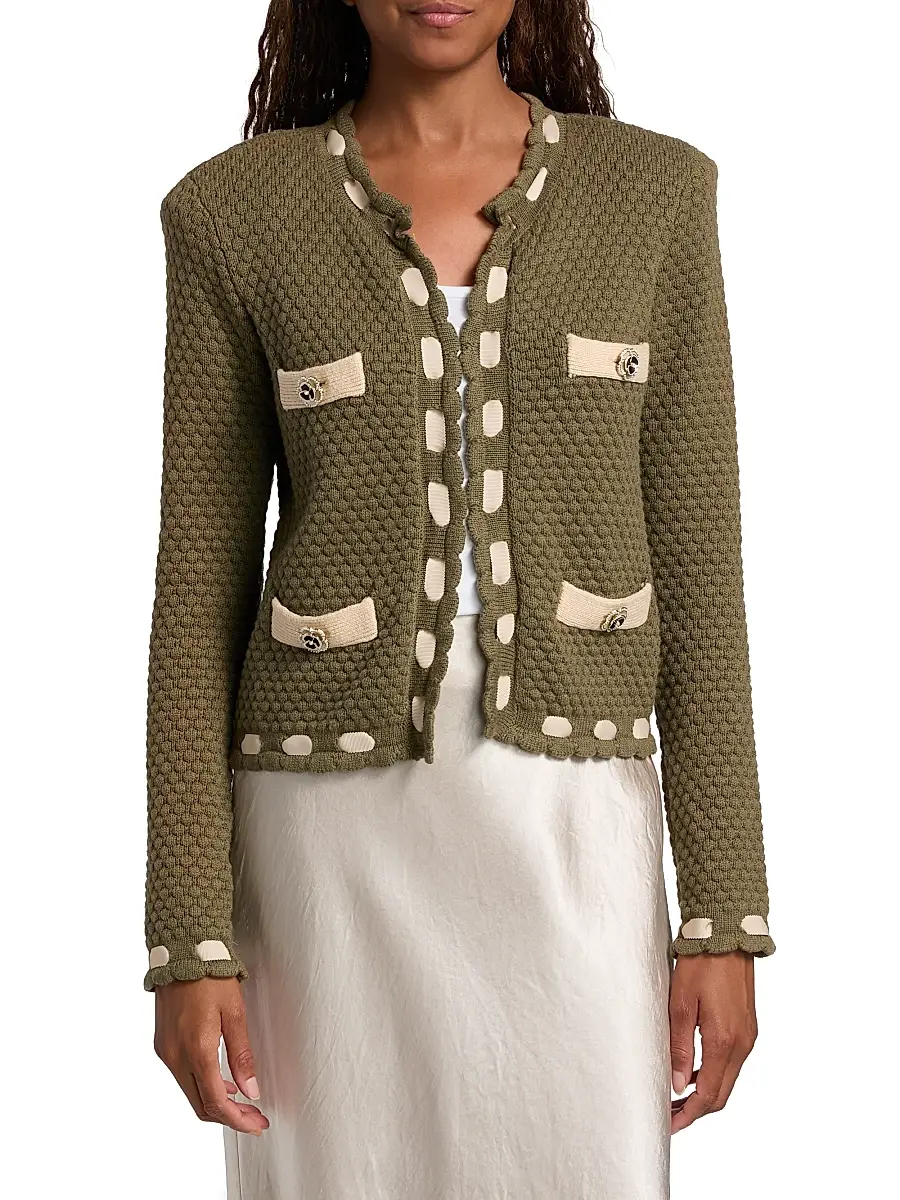 L'Agence Women's Astor Cotton-Blend Crewneck Cardigan | Thumbnail 3