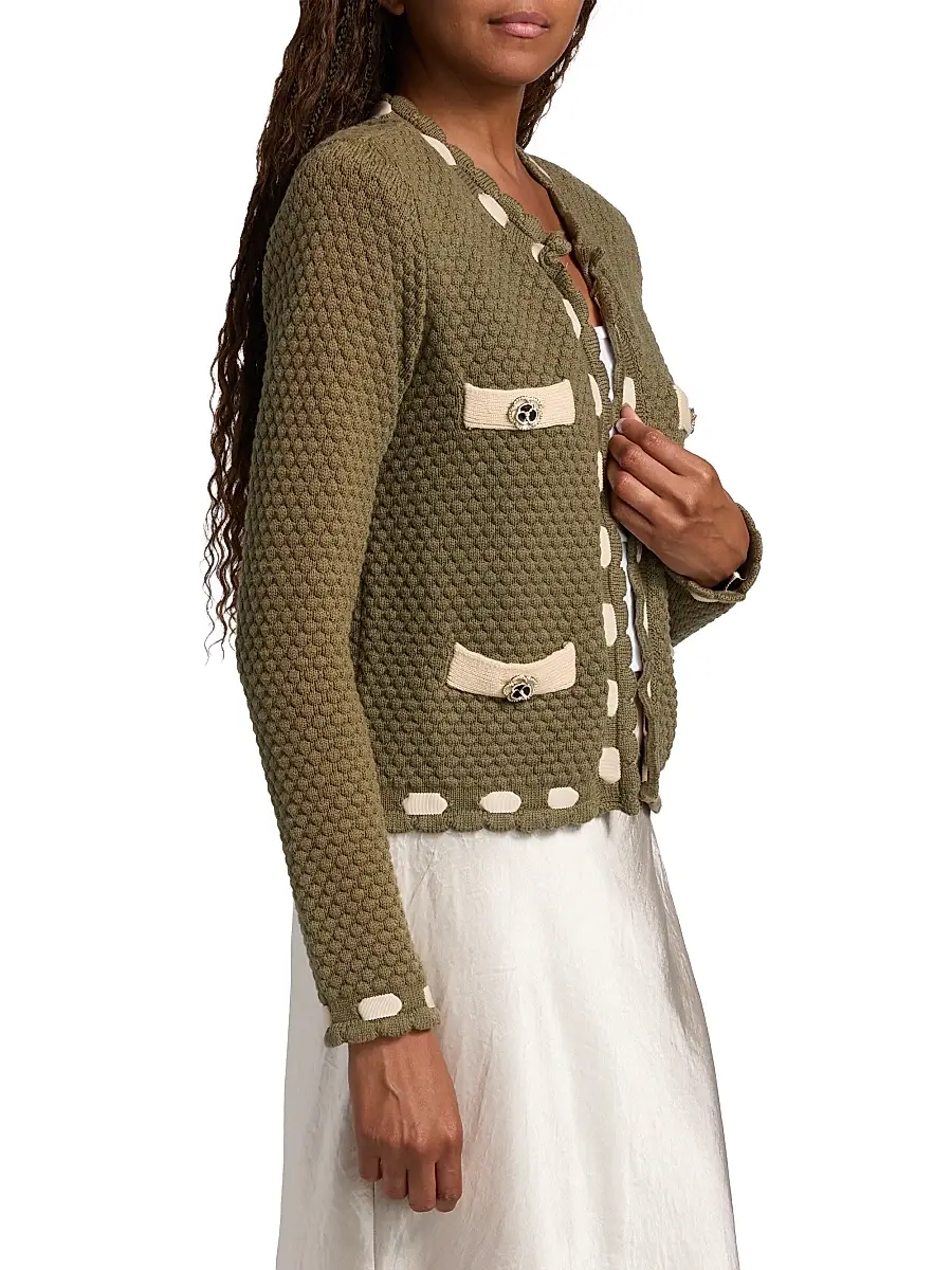 L'Agence Women's Astor Cotton-Blend Crewneck Cardigan | Thumbnail 4