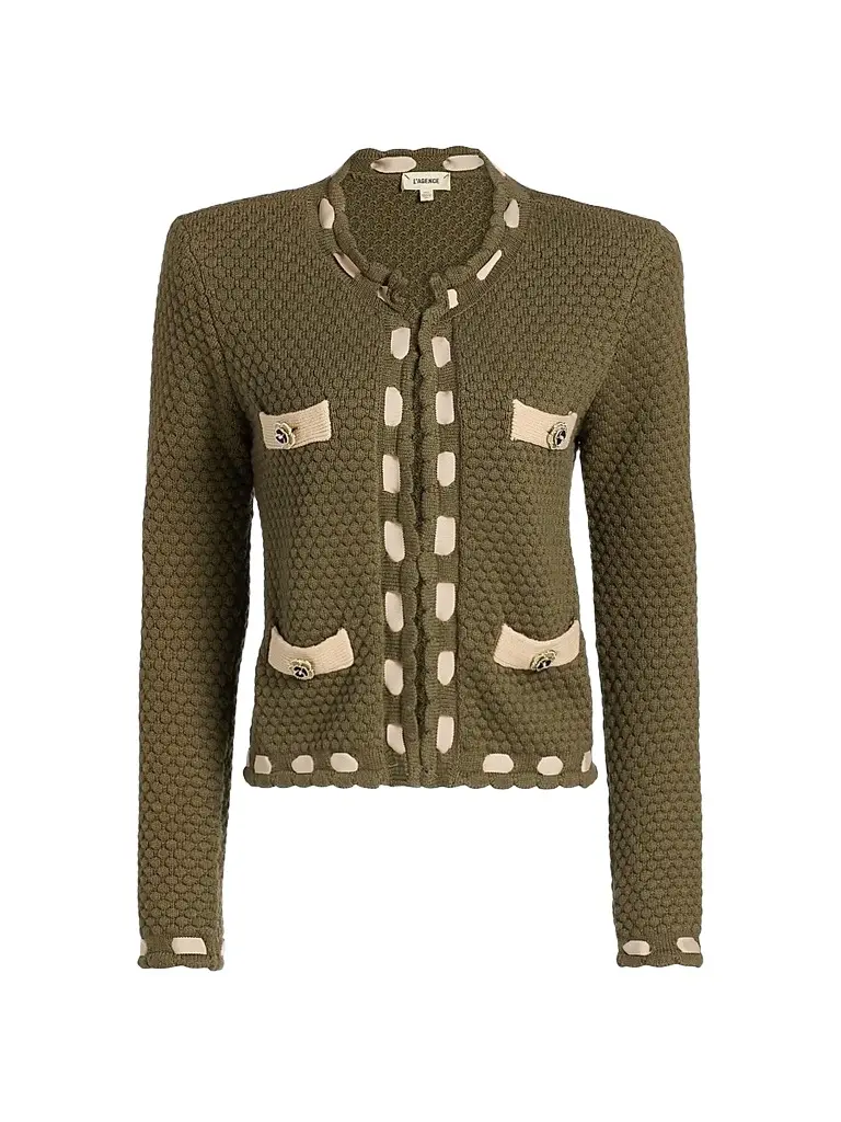 L'Agence Women's Astor Cotton-Blend Crewneck Cardigan