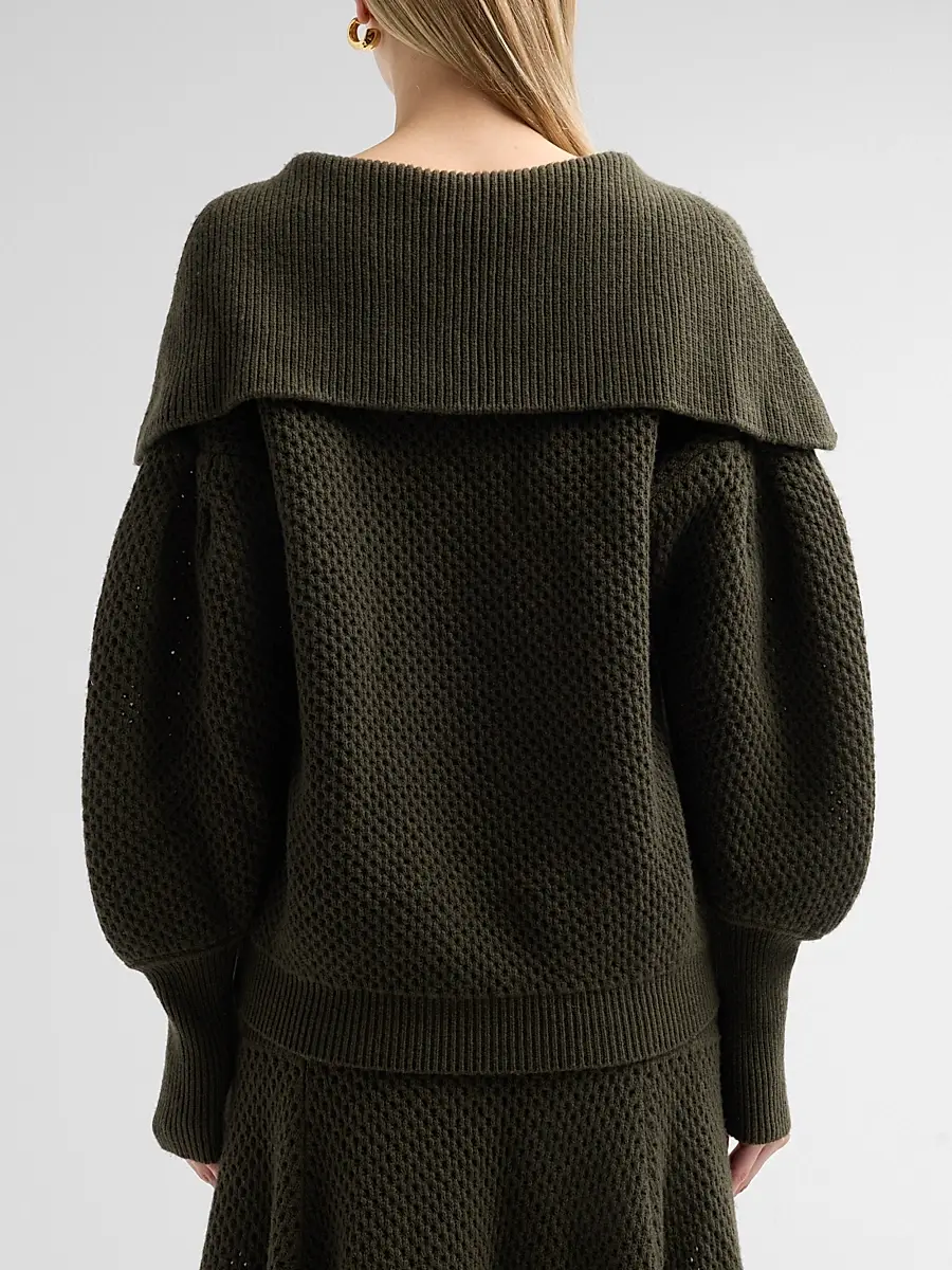Ulla Johnson Women's Lila Waffle-Knit Merino Wool Pullover Sweater | Thumbnail 3 Ulla Johnson Women's Lila Waffle-Knit Merino Wool Pullover Sweater | Thumbnail 3