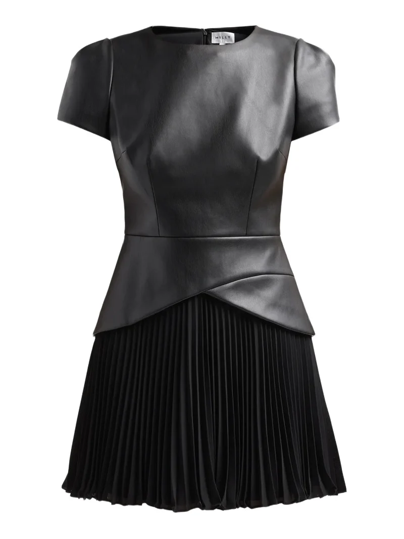 Milly Women's Haddy Mixed-Media Faux Leather Mini Dress