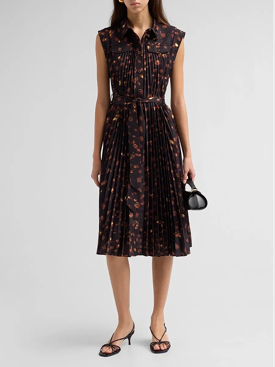 Milly Women's Johanna Printed Accordion-Pleated Knee-Length Dress | Thumbnail 2 Milly Women's Johanna Printed Accordion-Pleated Knee-Length Dress | Thumbnail 2