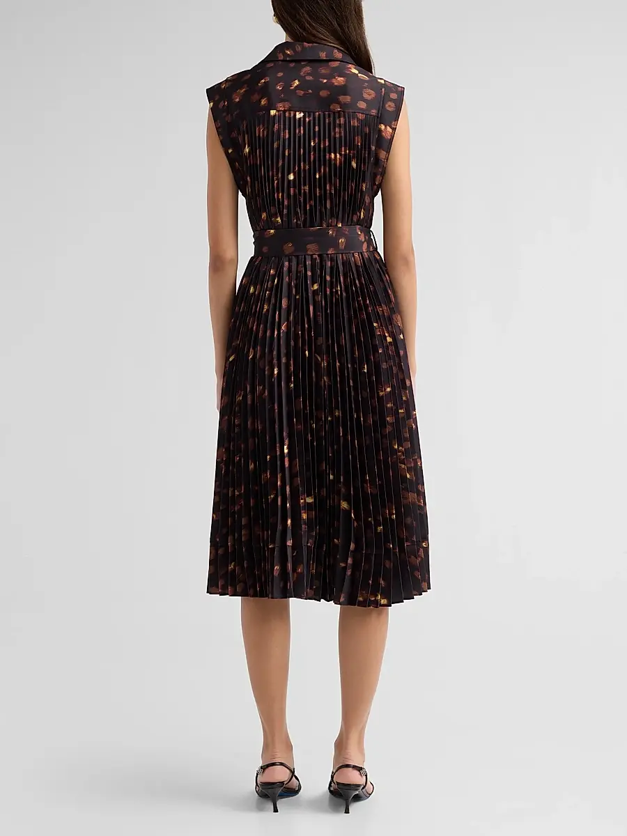 Milly Women's Johanna Printed Accordion-Pleated Knee-Length Dress | Thumbnail 3 Milly Women's Johanna Printed Accordion-Pleated Knee-Length Dress | Thumbnail 3