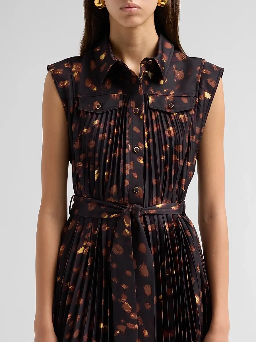 Milly Women's Johanna Printed Accordion-Pleated Knee-Length Dress | Thumbnail 5 Milly Women's Johanna Printed Accordion-Pleated Knee-Length Dress | Thumbnail 5