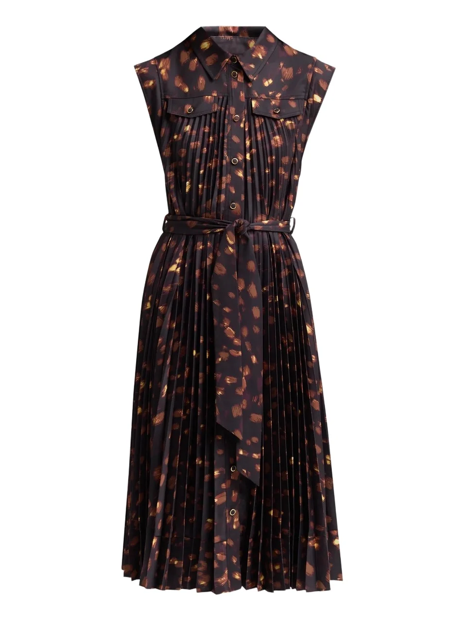 Milly Women's Johanna Printed Accordion-Pleated Knee-Length Dress