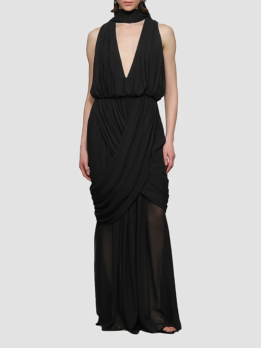 Et Ochs Women's Arabella Draped Tassel-Trim Chiffon Gown | Thumbnail 2 Et Ochs Women's Arabella Draped Tassel-Trim Chiffon Gown | Thumbnail 2