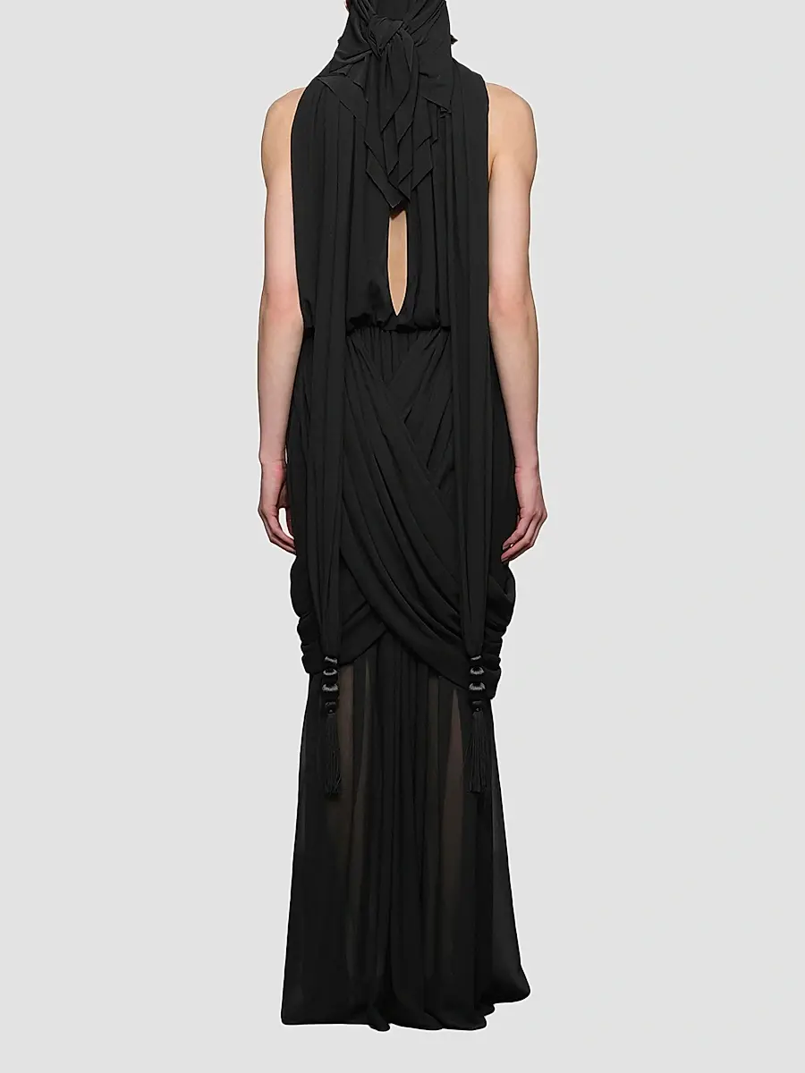 Et Ochs Women's Arabella Draped Tassel-Trim Chiffon Gown | Thumbnail 3 Et Ochs Women's Arabella Draped Tassel-Trim Chiffon Gown | Thumbnail 3