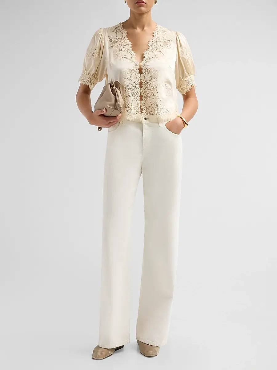 DÔEN Women's Idella Lace-Trim Silk Top | Thumbnail 2 DÔEN Women's Idella Lace-Trim Silk Top | Thumbnail 2