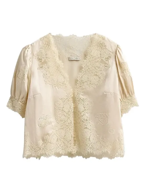 Women's Idella Lace-Trim Silk Top
