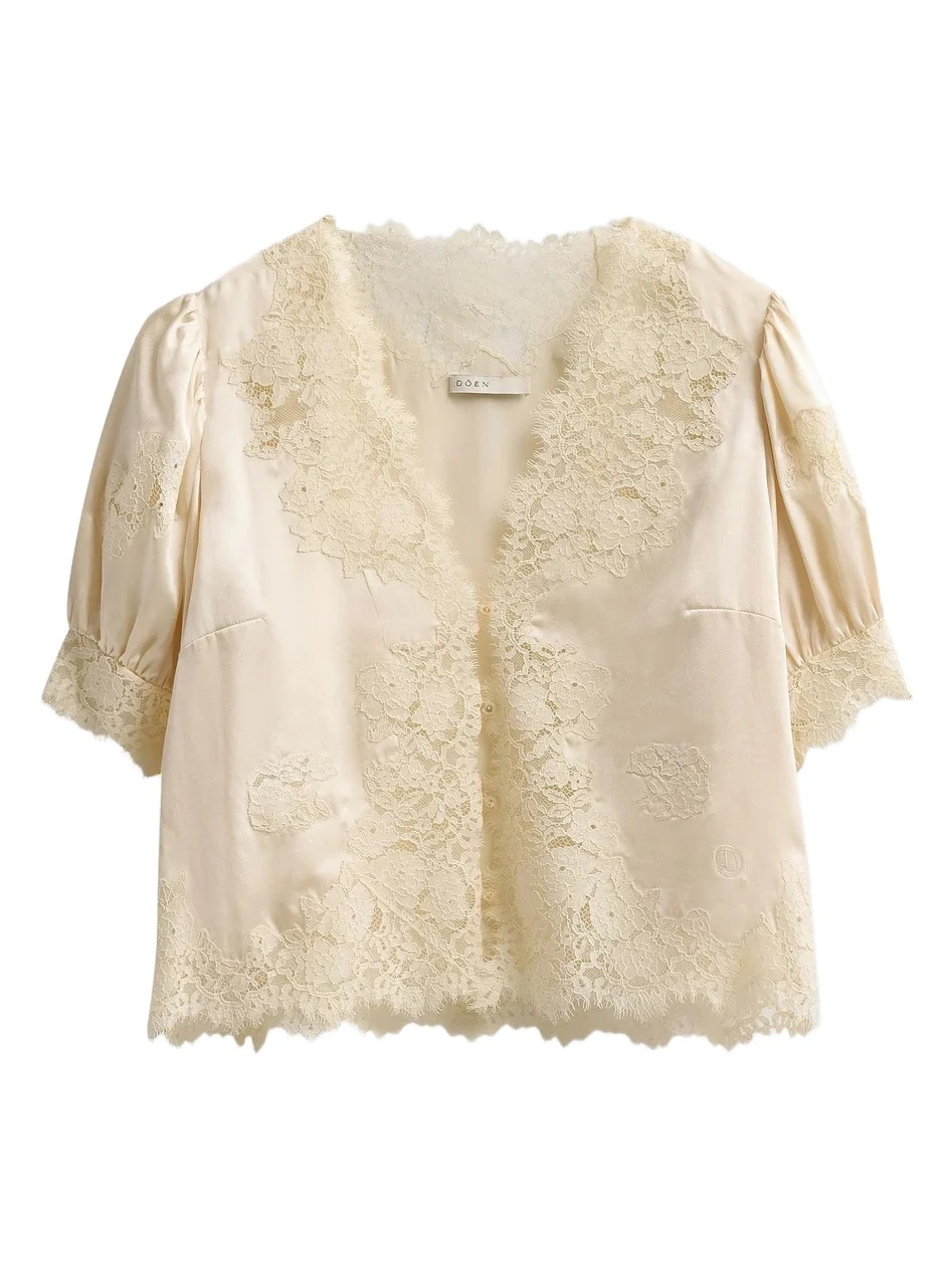 Women's Idella Lace-Trim Silk Top