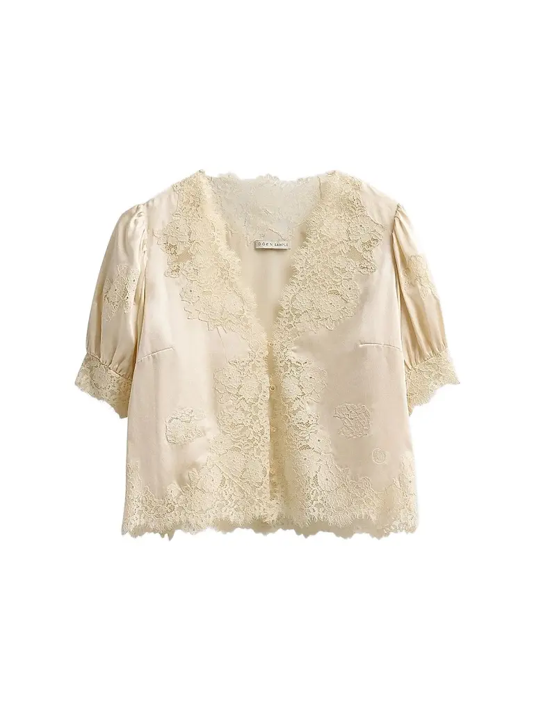 DÔEN Women's Idella Lace-Trim Silk Top | Image 1 DÔEN Women's Idella Lace-Trim Silk Top | Image 1