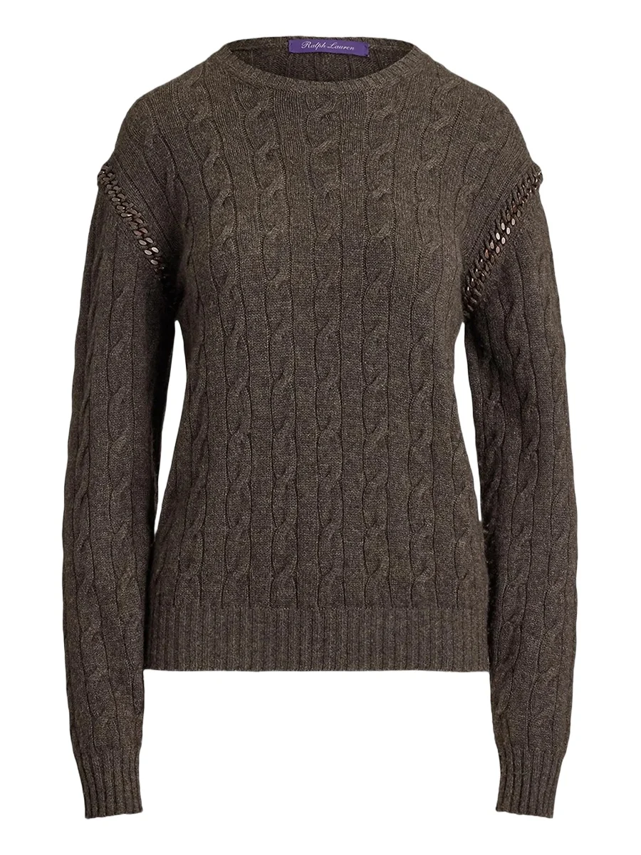 Women's Chain-Trim Cable Cashmere Sweater Women's Chain-Trim Cable Cashmere Sweater