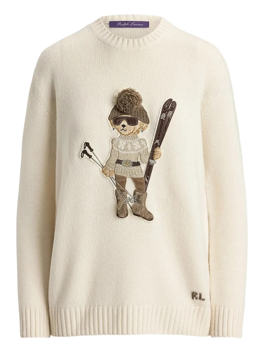 Ralph Lauren Collection Women's Holiday Polo Bear Cashmere Sweater