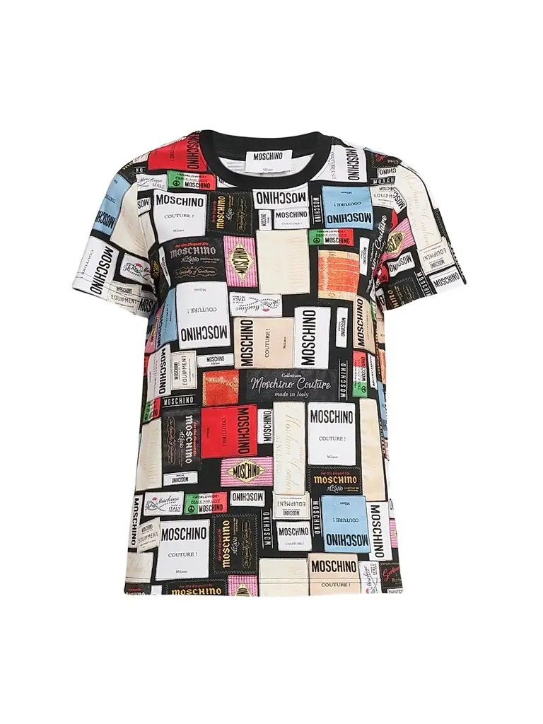 MOSCHINO Women's Logo Patch Cotton T-Shirt | Image 1 MOSCHINO Women's Logo Patch Cotton T-Shirt | Image 1