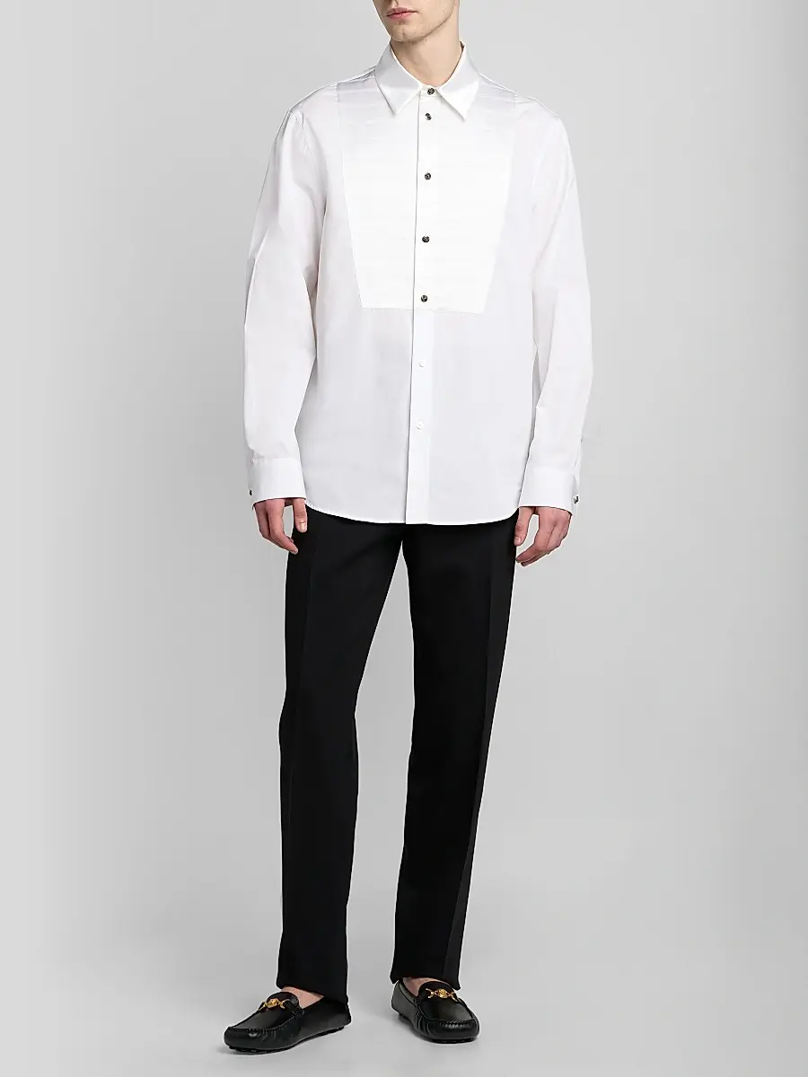 Versace Men's Textured-Bib Cotton Shirt | Thumbnail 2 Versace Men's Textured-Bib Cotton Shirt | Thumbnail 2