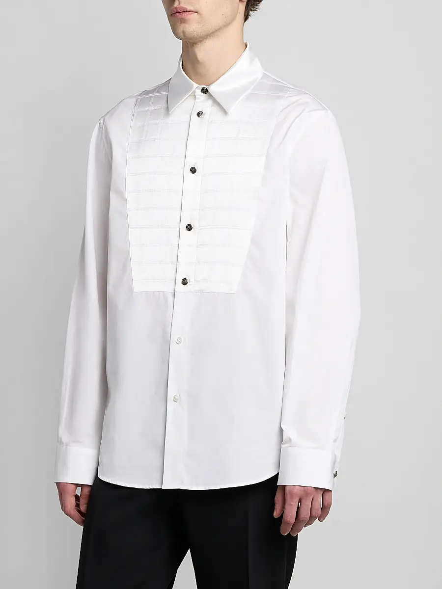 Versace Men's Textured-Bib Cotton Shirt | Thumbnail 4 Versace Men's Textured-Bib Cotton Shirt | Thumbnail 4