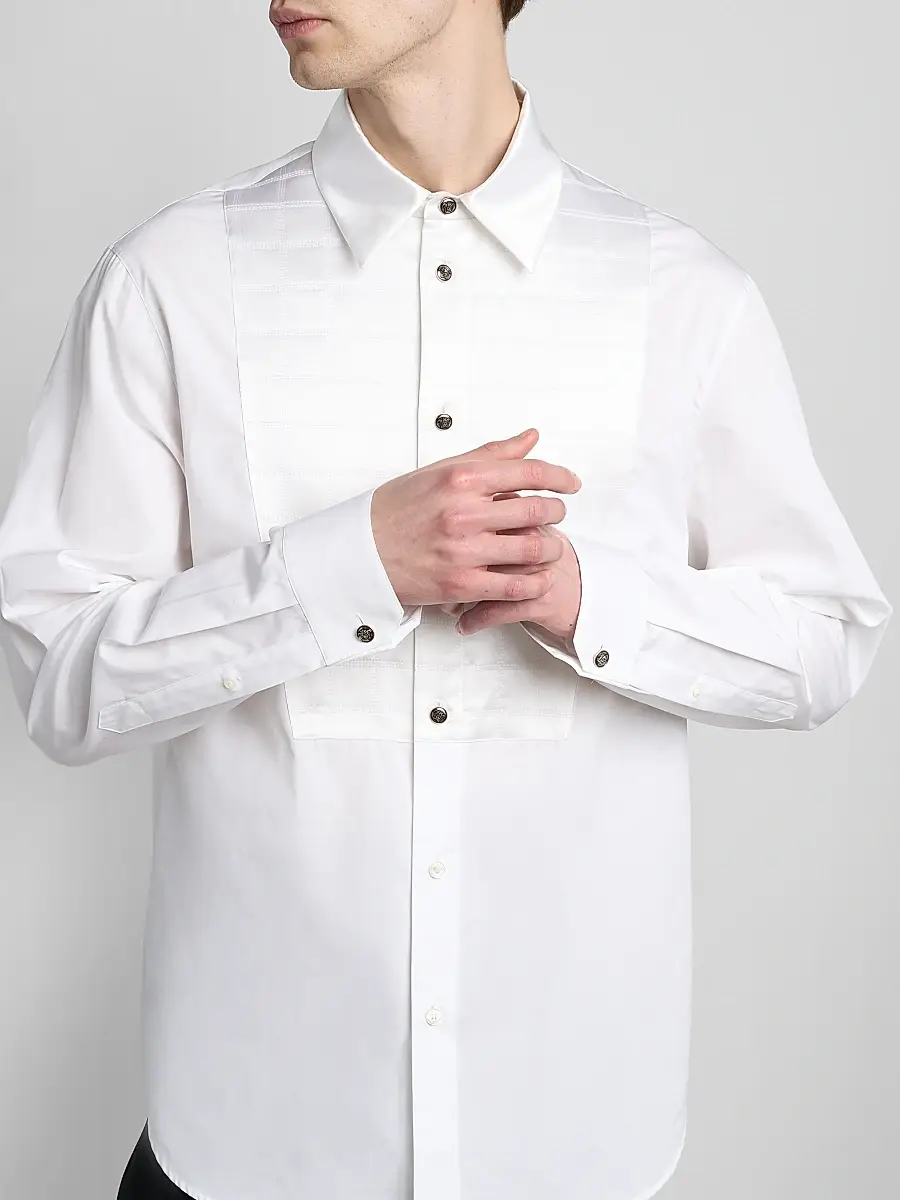 Versace Men's Textured-Bib Cotton Shirt | Thumbnail 5 Versace Men's Textured-Bib Cotton Shirt | Thumbnail 5