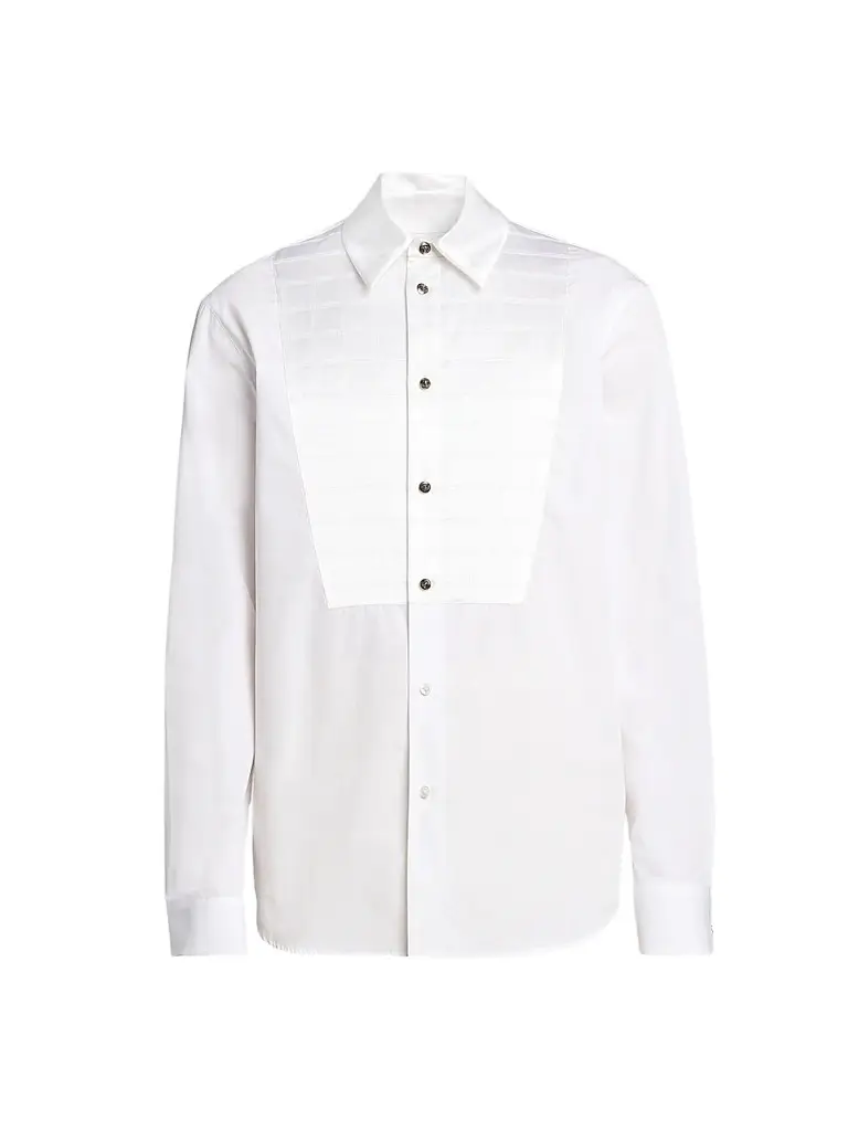 Versace Men's Textured-Bib Cotton Shirt