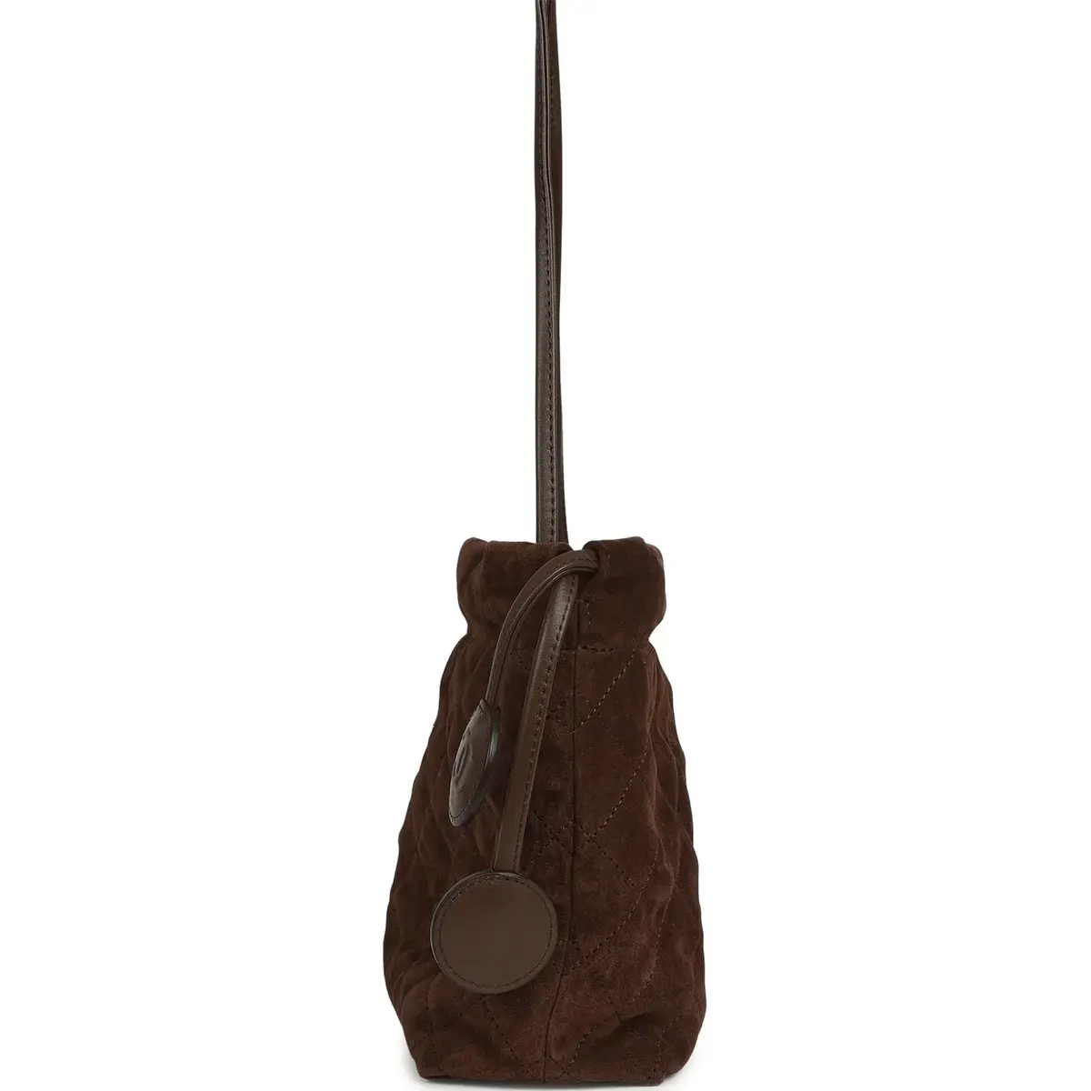 Chanel Chanel CC Drawstring Clutch Bag with Leather Strap Dark Brown Suede Gold Hardware | Thumbnail 3 Chanel Chanel CC Drawstring Clutch Bag with Leather Strap Dark Brown Suede Gold Hardware | Thumbnail 3
