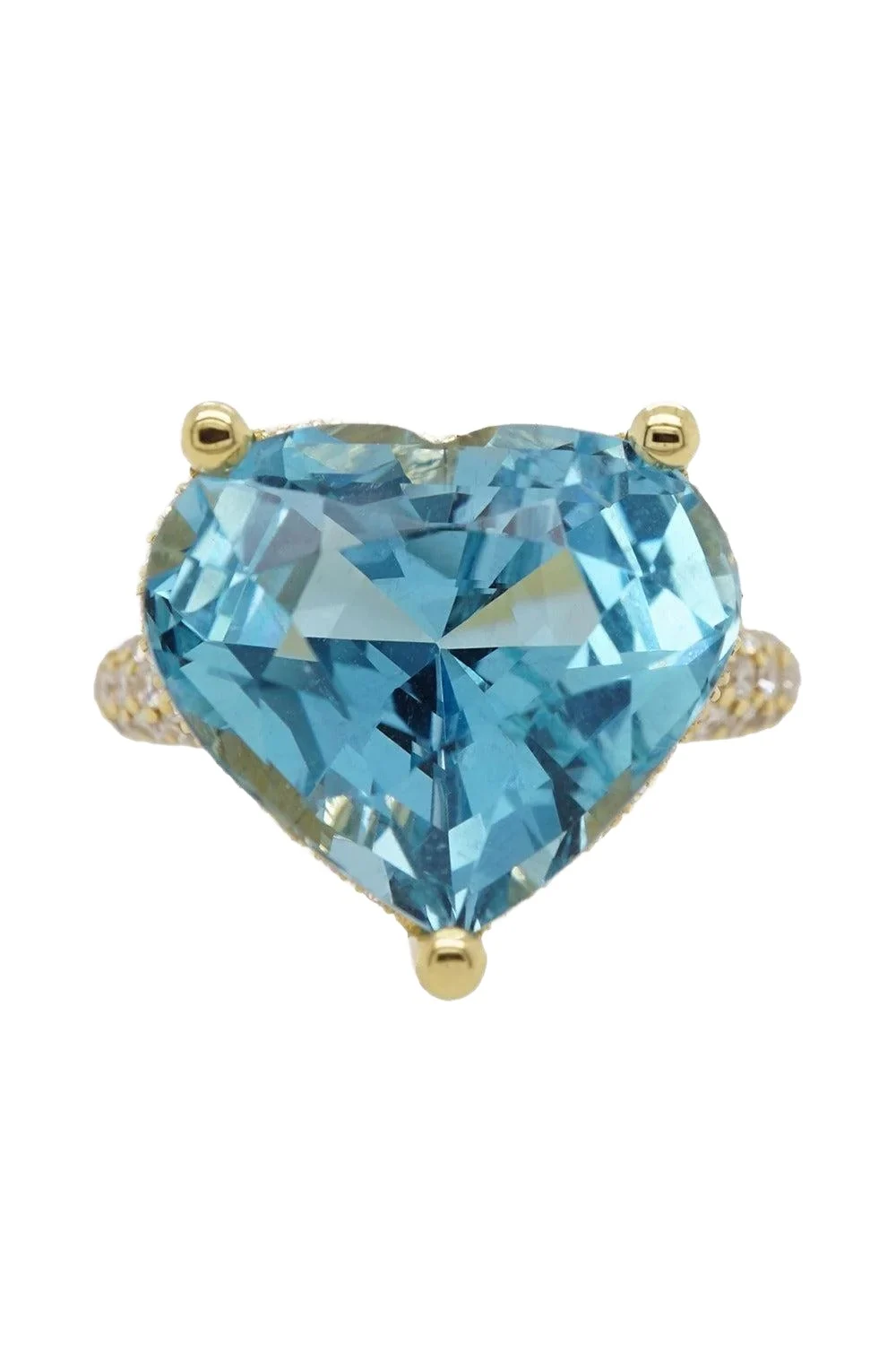 LISA NIK Aquamarine Diamond Heart Colors Collection Ring