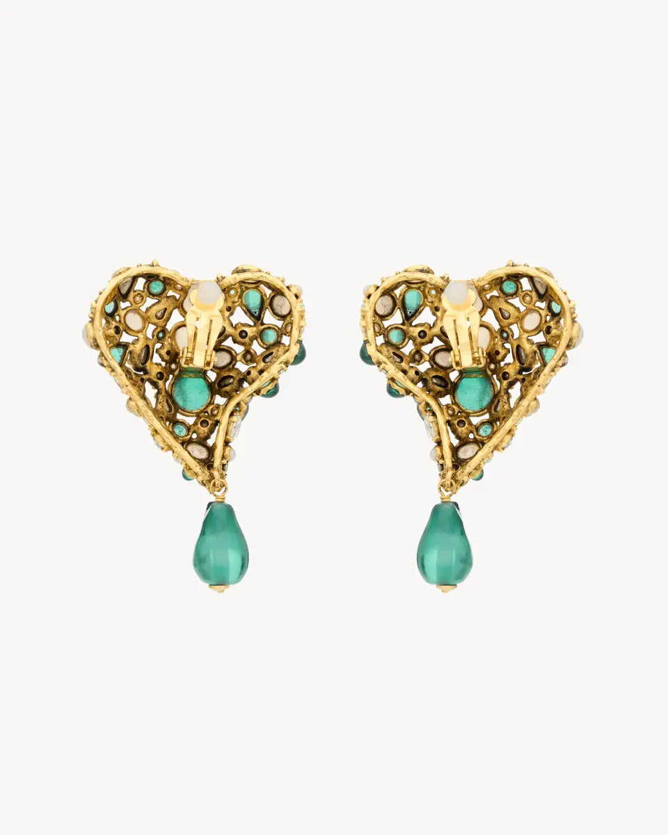 Yves Saint Laurent Crystal heart earrings in resin and metal | Thumbnail 2 Yves Saint Laurent Crystal heart earrings in resin and metal | Thumbnail 2