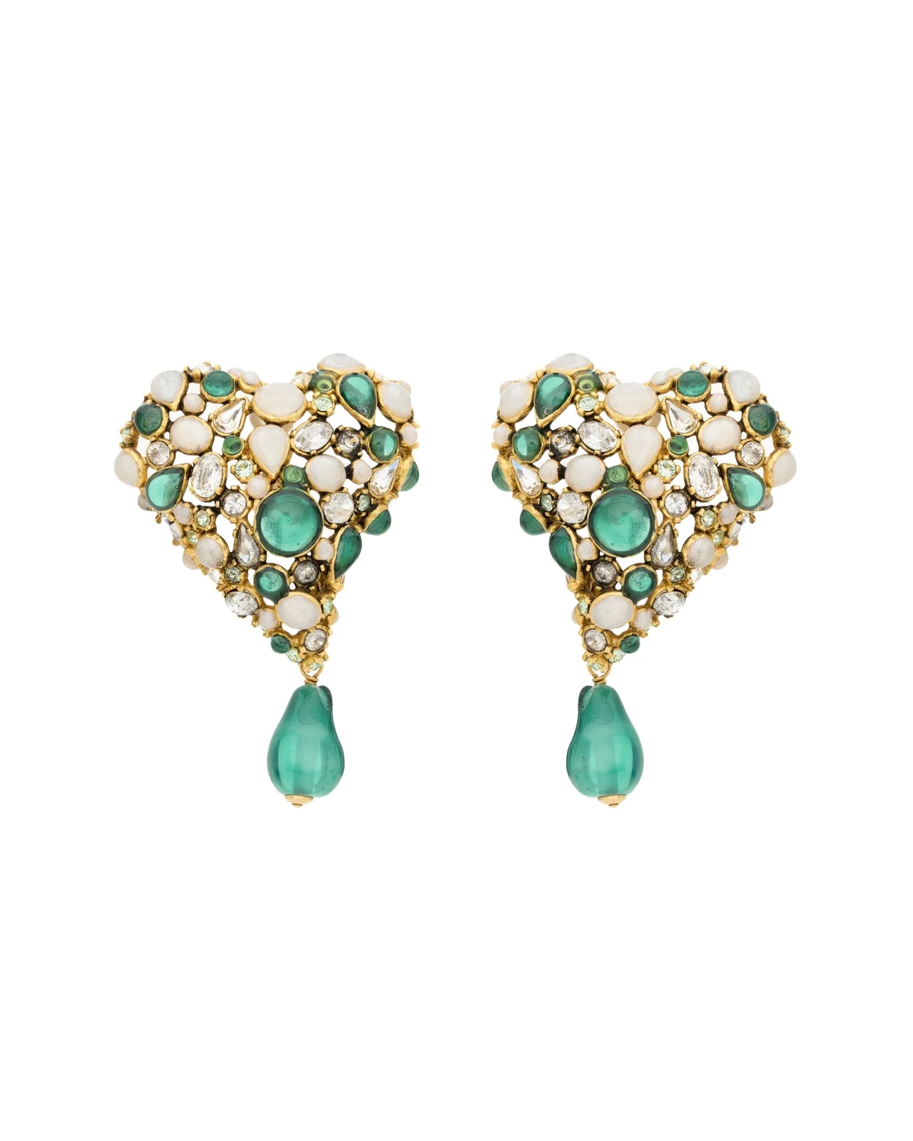 Yves Saint Laurent Crystal heart earrings in resin and metal