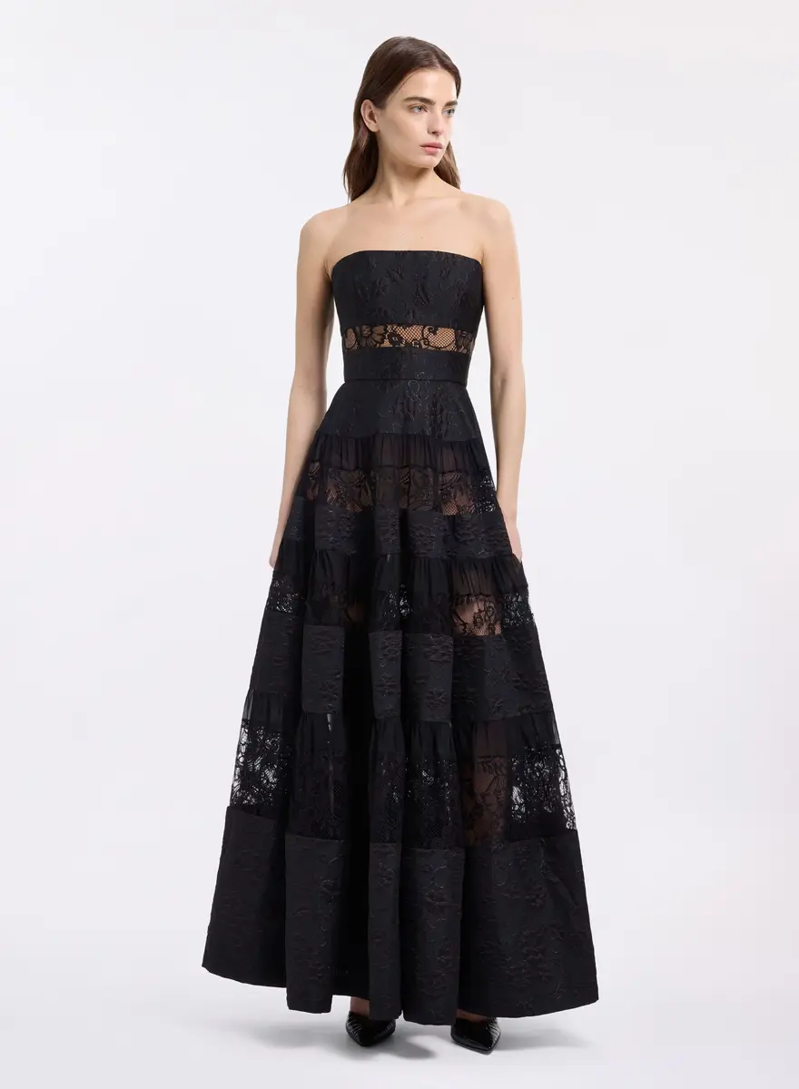 Elie Saab Strapless Brocade & Lace Long Dress | Thumbnail 2 Elie Saab Strapless Brocade & Lace Long Dress | Thumbnail 2