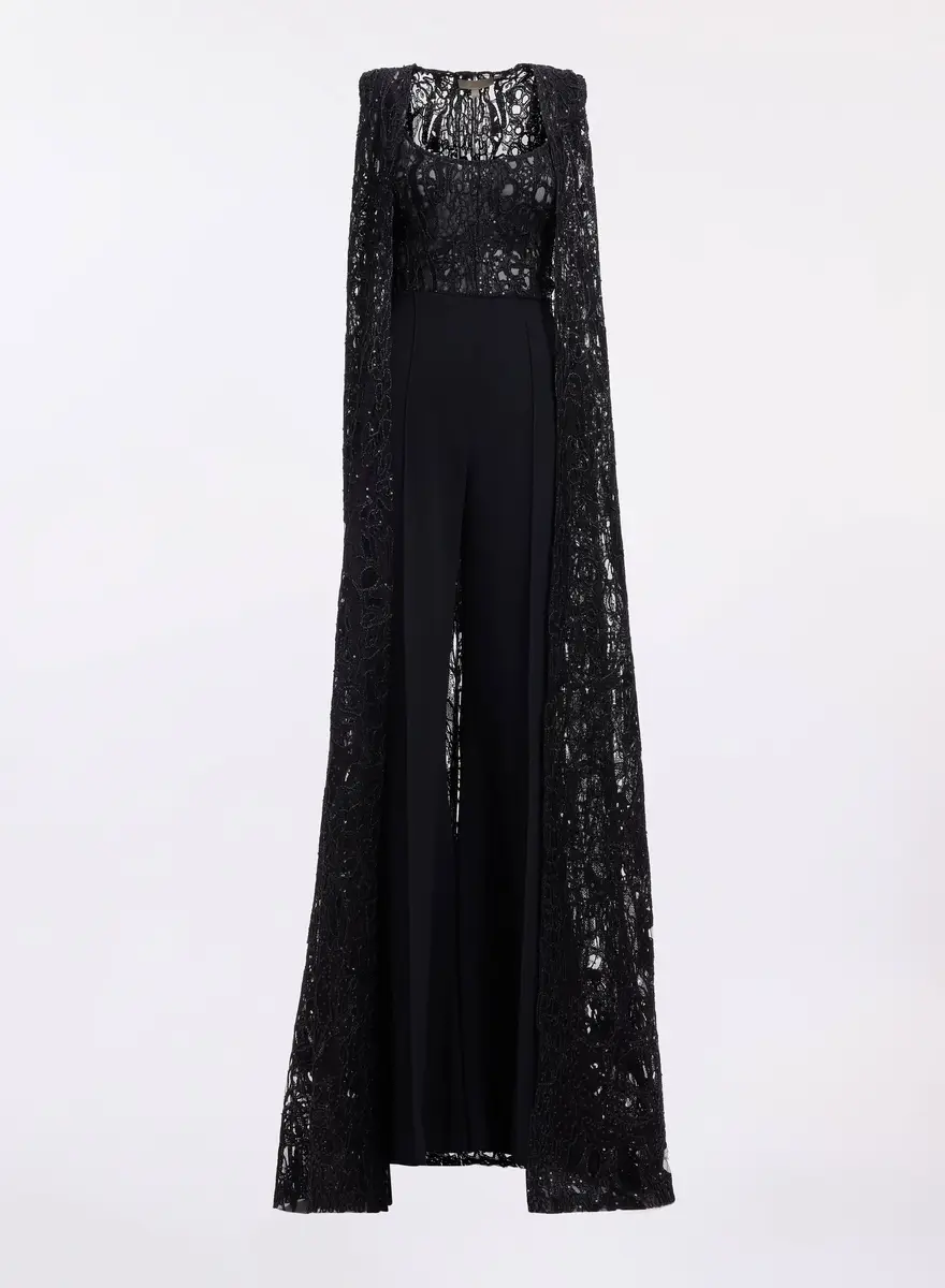 Elie Saab Sequin Embroidered Tulle & Cady Jumpsuit | Thumbnail 3
