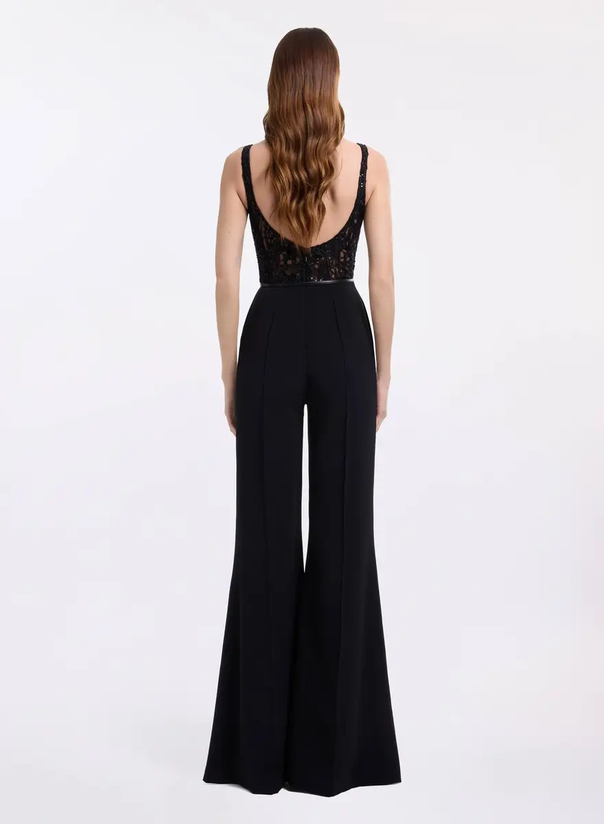 Elie Saab Sequin Embroidered Tulle & Cady Jumpsuit | Thumbnail 4