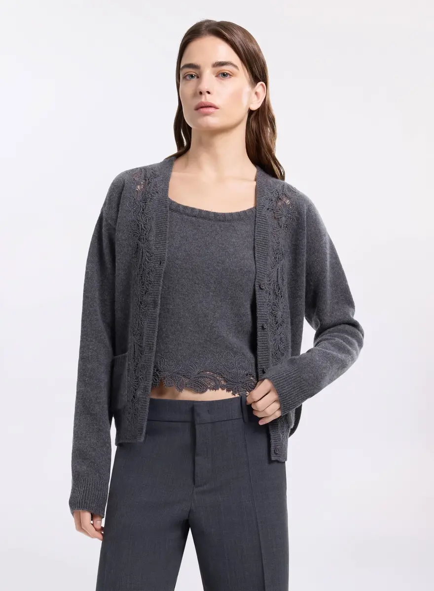 Elie Saab Knit & Lace Trim Twin Set | Thumbnail 2 Elie Saab Knit & Lace Trim Twin Set | Thumbnail 2