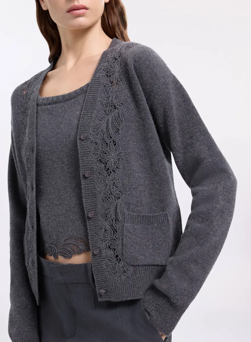 Elie Saab Knit & Lace Trim Twin Set | Thumbnail 4 Elie Saab Knit & Lace Trim Twin Set | Thumbnail 4