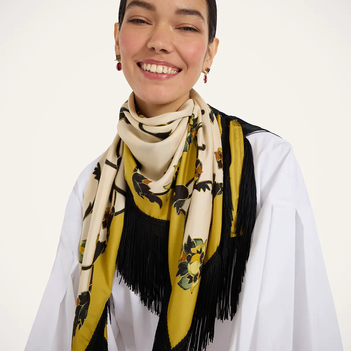 La Double J Reversible Fringe Foulard 90 | Thumbnail 2